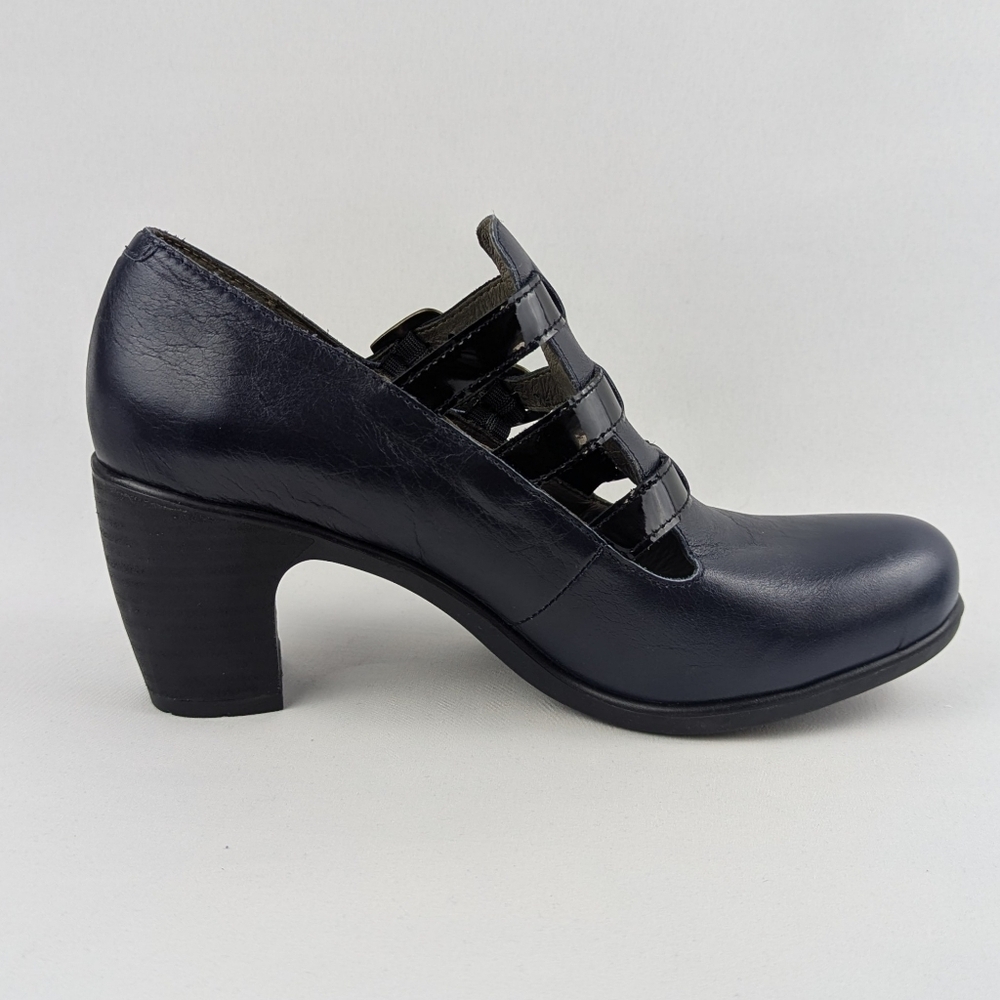 FLY London Kacy Ankle Boot Leather Buckle Straps Navy Black EU41 US 10-10.5 NWT - Picture 5 of 16